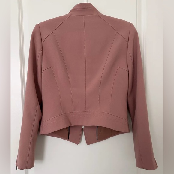 - White House Black Market Seamed Zip Front Pockets Pink Moto Jacket Women… - Picture 3 of 6